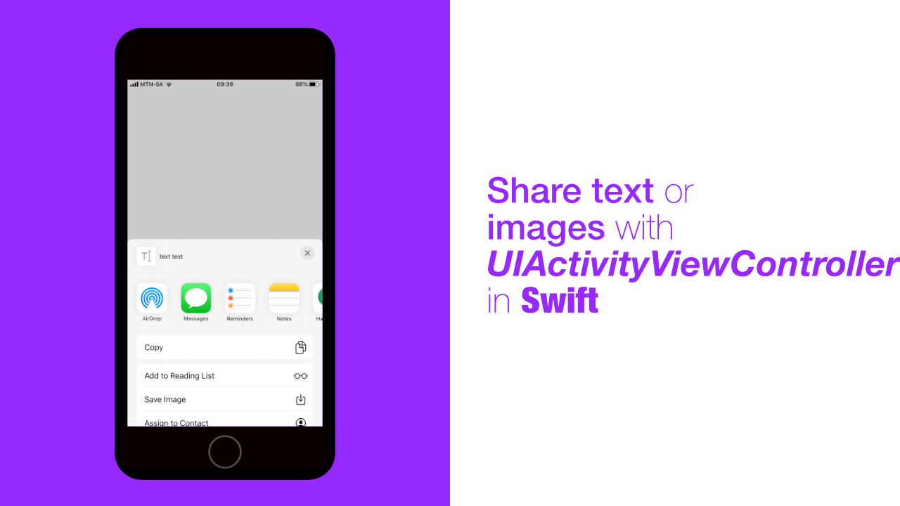 Share text or images with UIActivityViewController in Swift