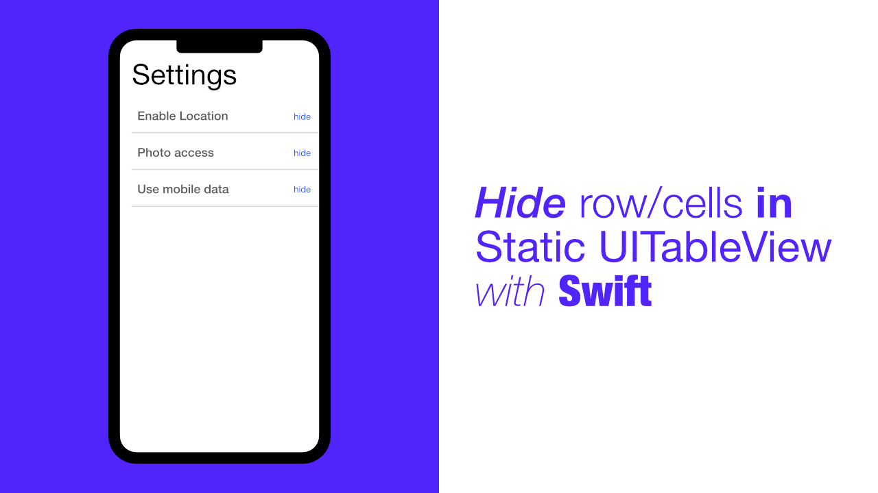 Hide row/cells in Static UITableView with Swift